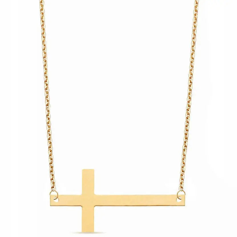 Gullsmykke Halskjede med Korsanheng - 333 8k Gull 45 Cm