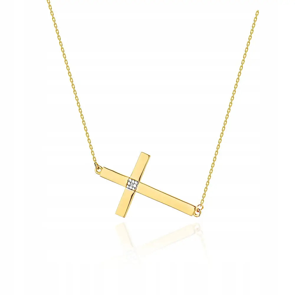 Gullsmykke 14k Gullkjede med Diamantkors - 2,00 g