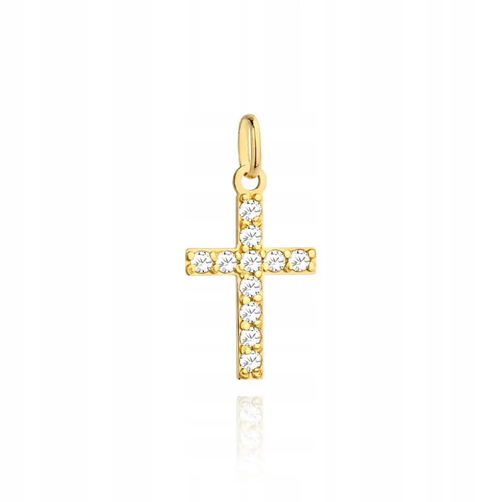 Blå Gullkors med Zirkonia 585 - Elegant Smykke 15 Mm