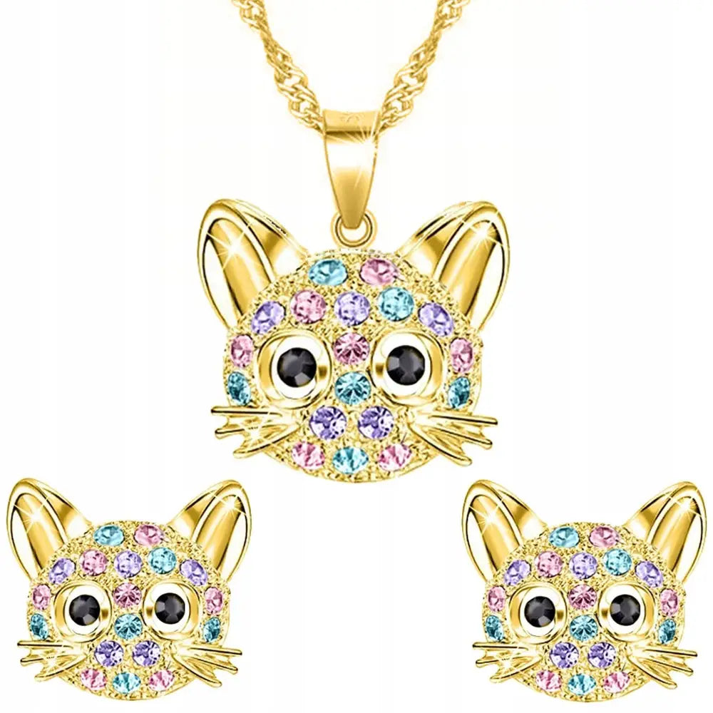 Gavesett Dame - Smykkesett Katter med 44cm Halskjede