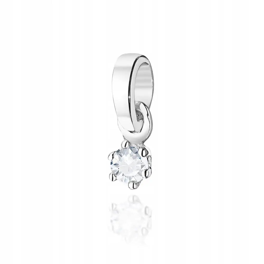 Charm Diamantanheng 14k Hvitt Gull 0,04ct Kjede