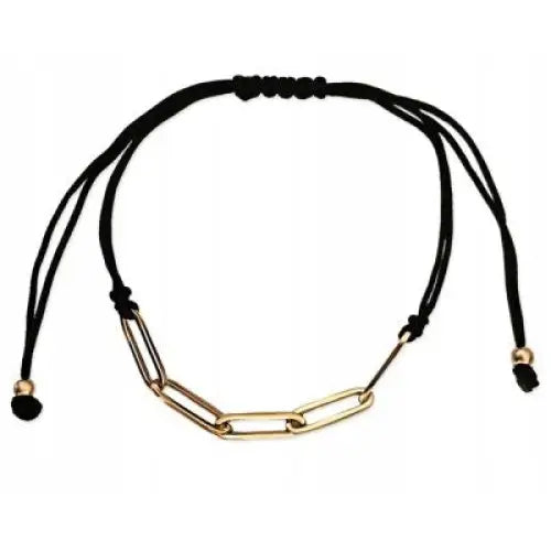 Armbånd Dame med Charms i Gull og Svart Snor 585