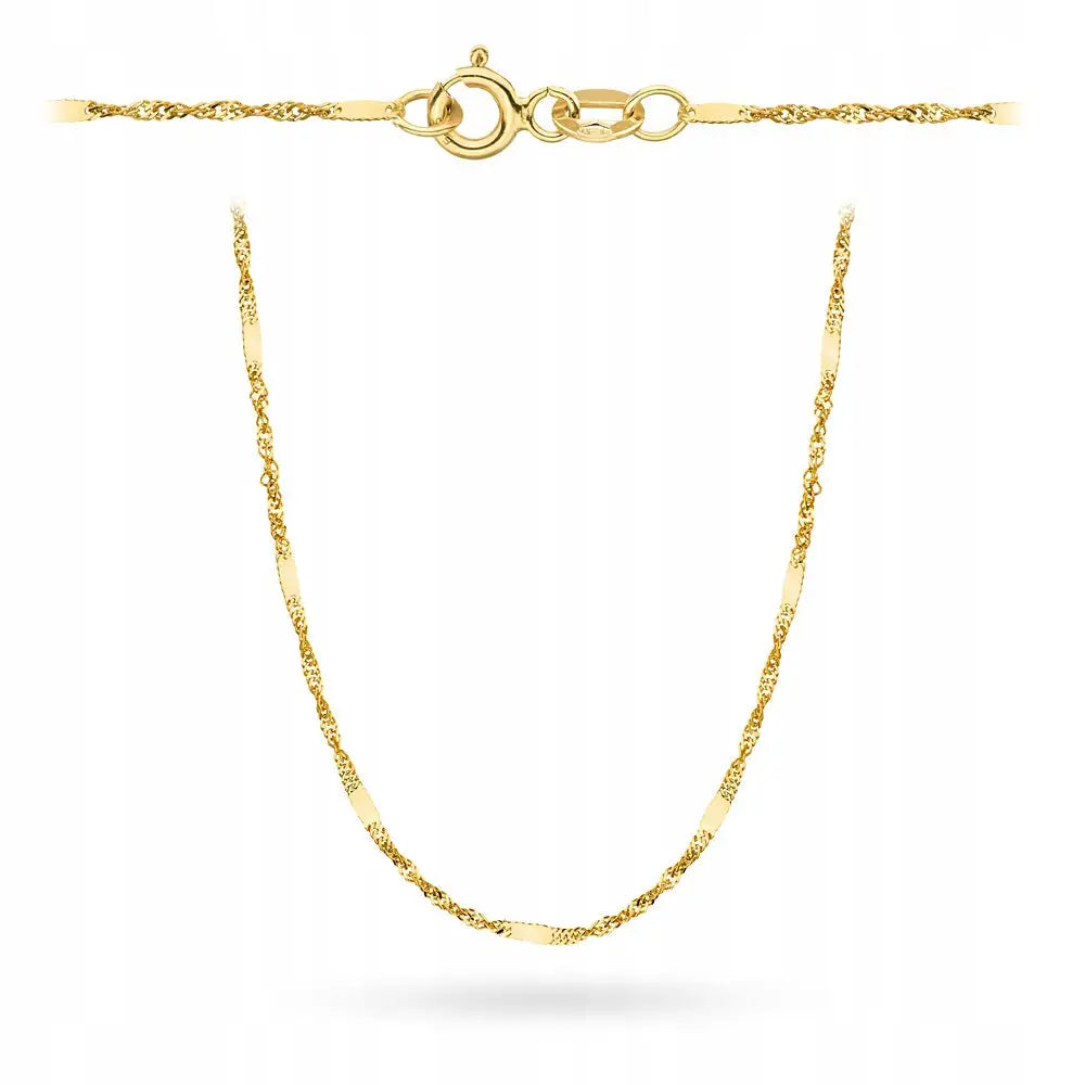 Gullsmykke Halskjede Singapore med Plakett 55cm