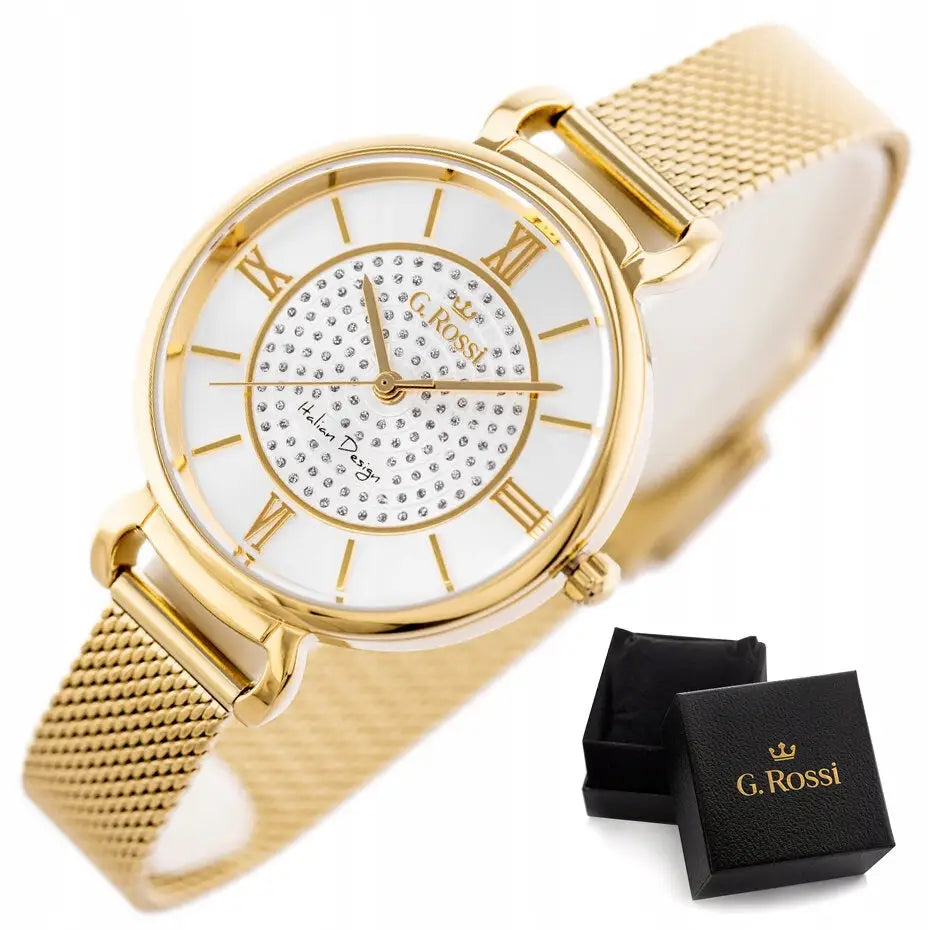 Gyllen Elegant g Rossi Klokke Zg874c + Gaveeske Set