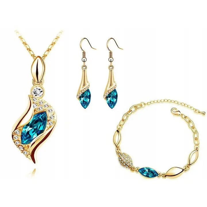 Gavesett Dame: Smykkesett med øredobber Armbånd og Kjede