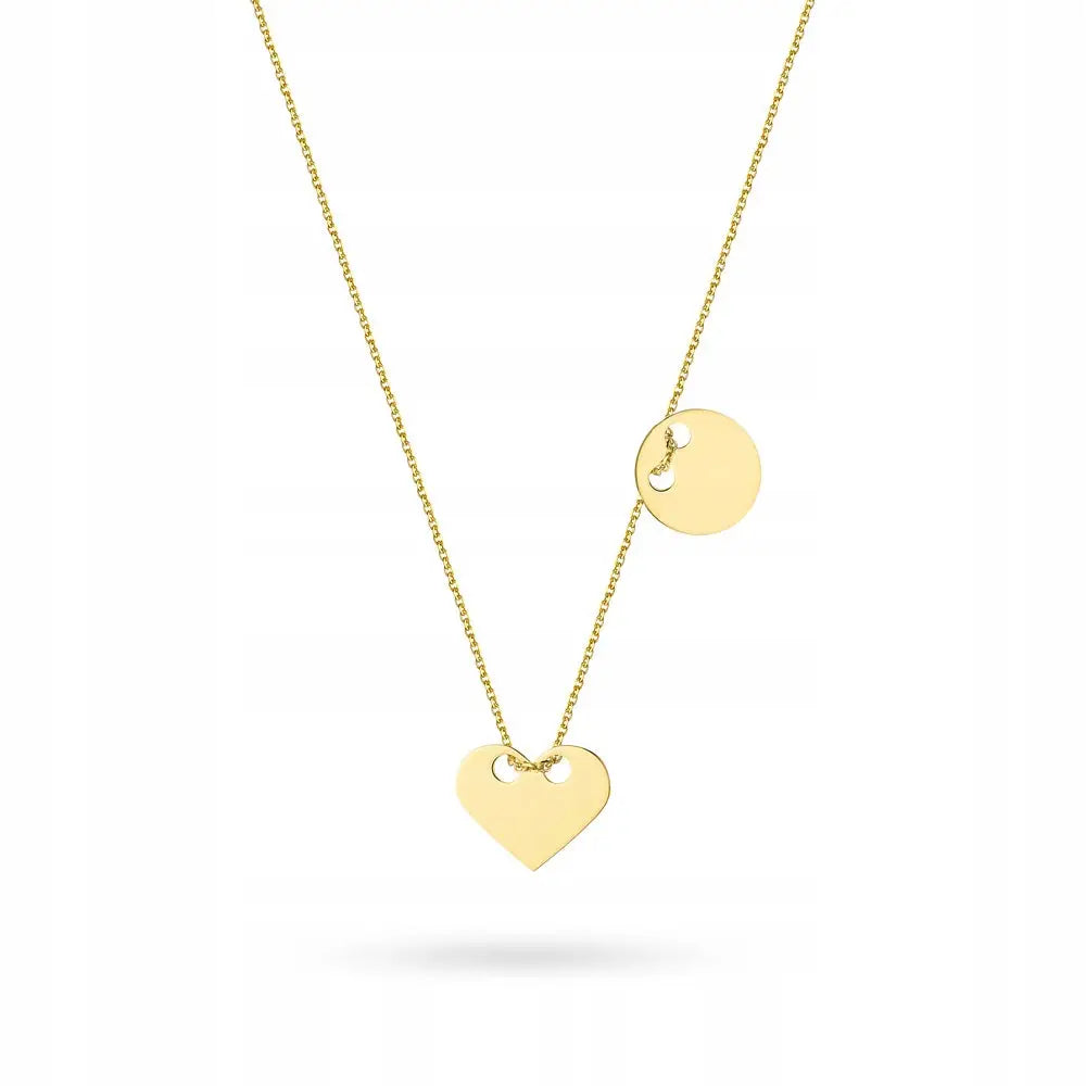 Gullsmykke Kjede 14k Gull Hjerte og Sirkel til Dame