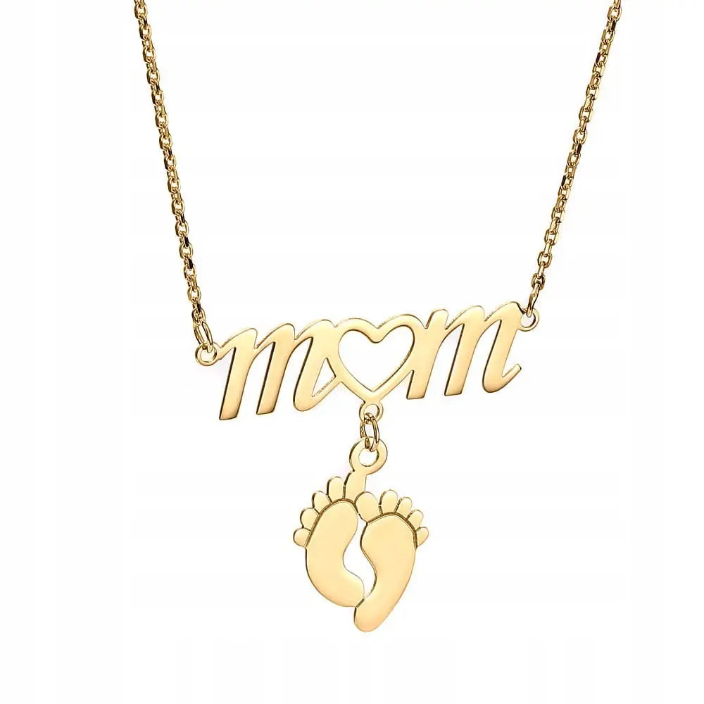 Gullsmykke Kjede med Føtter Anheng ?Mom’ til Mor
