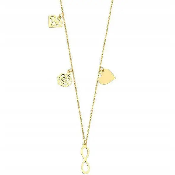 Gullsmykke Kjede med Stjerne og Hjerte i Rosegull