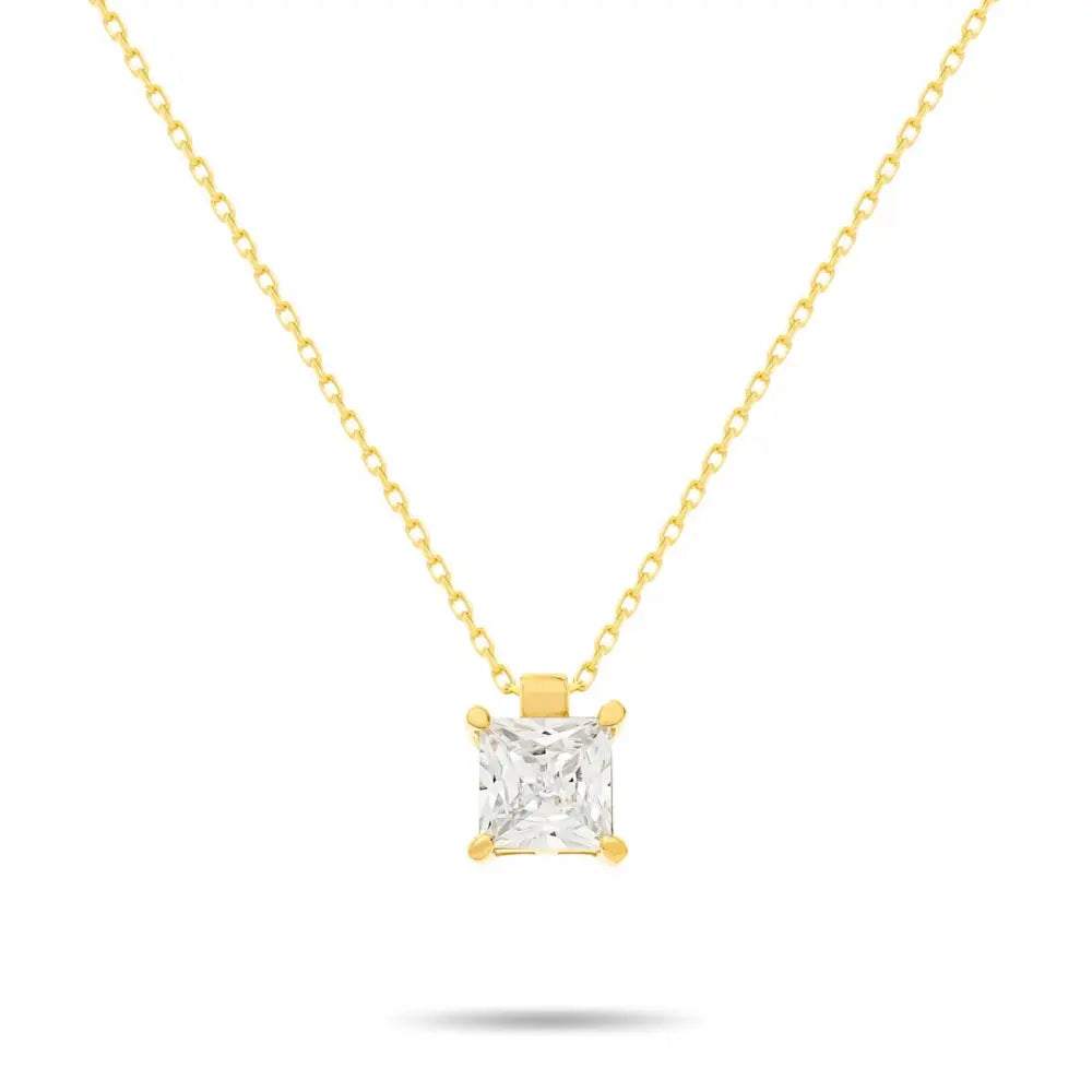 Gullsmykke Halskjede med Enkel Hvit Zirkon