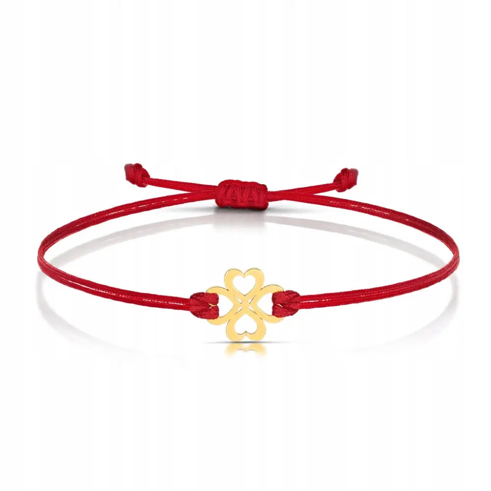 Armbånd Dame i Gull med Kløver og Gravert Charm