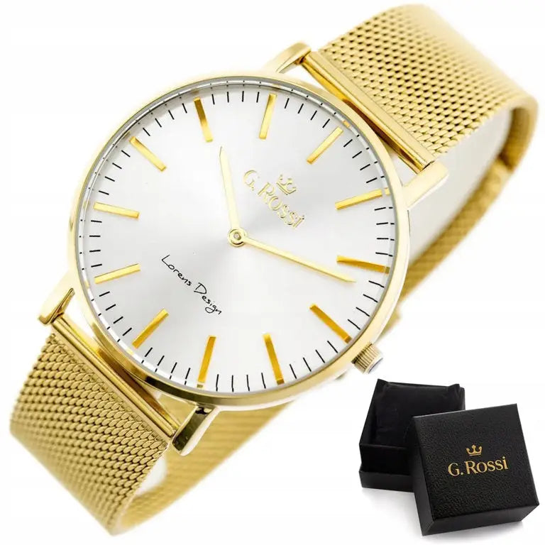 Gyllen Stilig Dameklokke fra g Rossi Zg820b + Gaveeske Sett