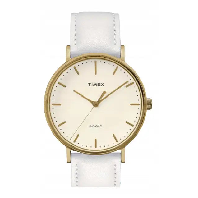 Gyllen Timex Damesklokke med Rem og Bakgrunnsbelysning