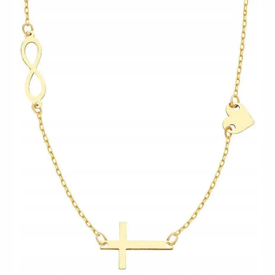 Gullsmykke Kjede 333 Hjerte Kors til Dame