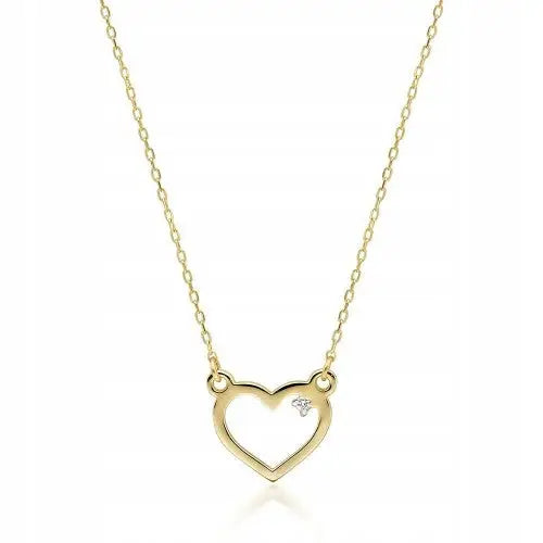 Gullsmykke Hjerteformet Kjede med Diamant til Dame