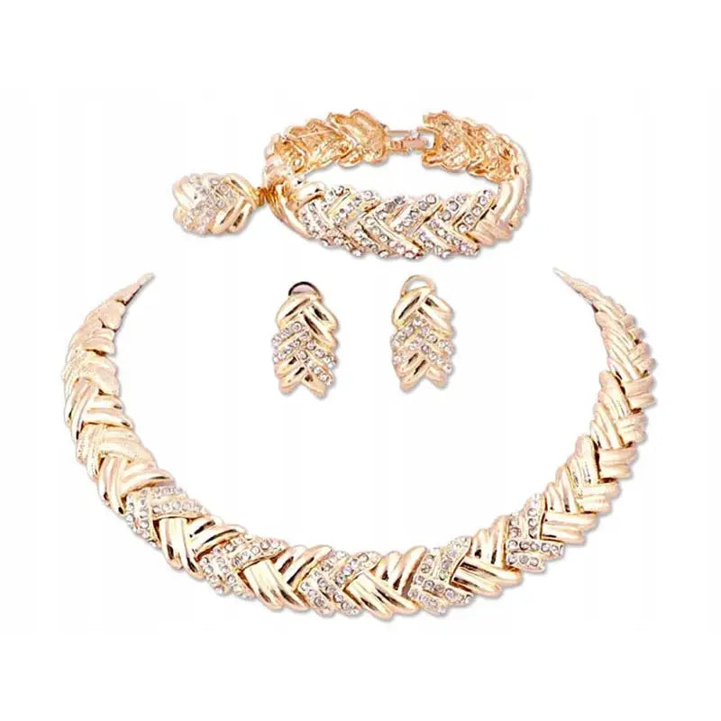 Gavesett Dame med Gyllent Smykkesett og Aksspir