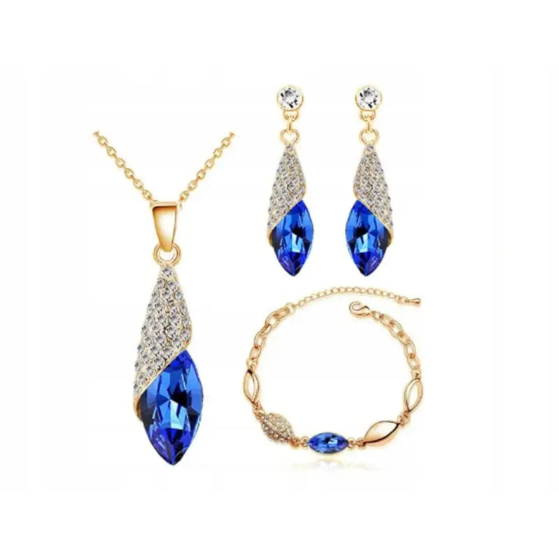 Gavesett Dame - Smykkesett med Gull og Safir Zirkoner