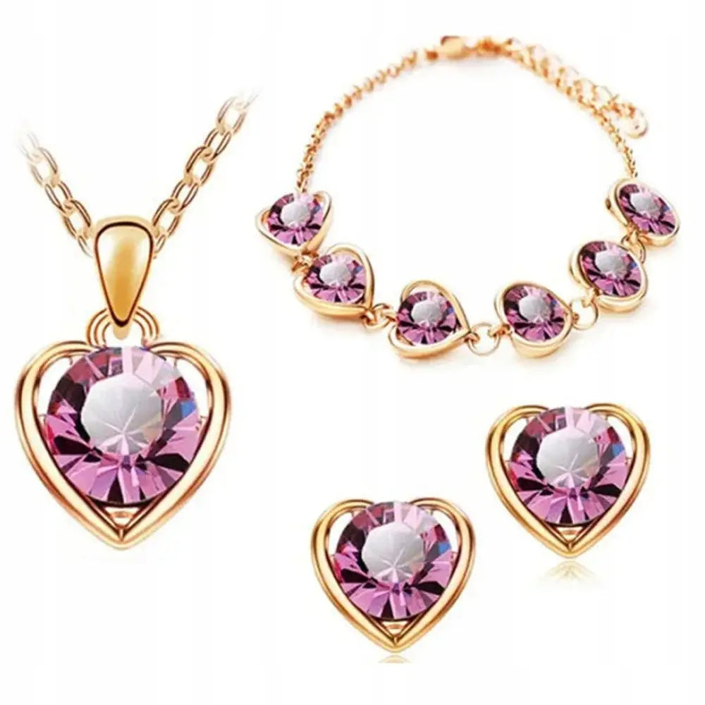 Gullsmykke - Rosa Gullbelagt Kjede 45cm med Anheng