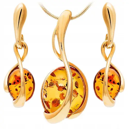 Øredobber Gull med Rav - 2,3 Cm 925 Sterling Sølv