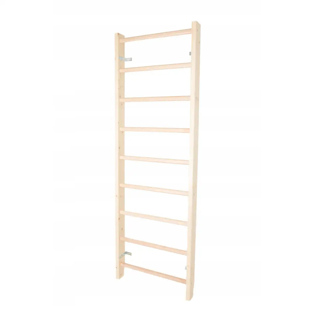 Ribbevegg Woodline i lyst tre, skrå vinkel som viser åtte ribber og metallfester mot hvit bakgrunn.