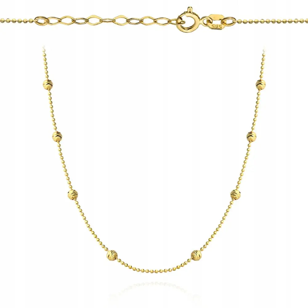 Gullsmykke i 585 Gull Kulekjede med Diamantslipte Kuler