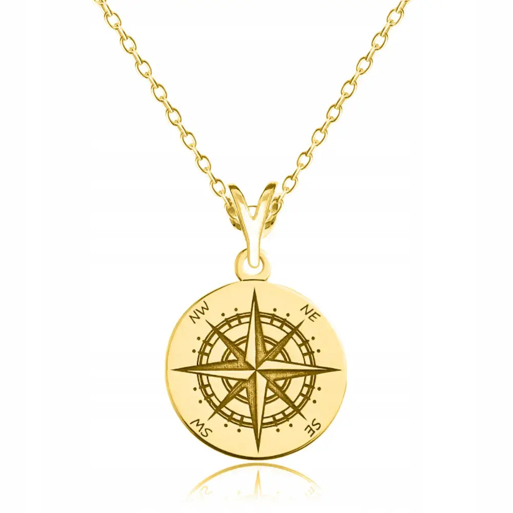 Gullsmykke Kjede i Gult Gull 925 Vindrose Kompass