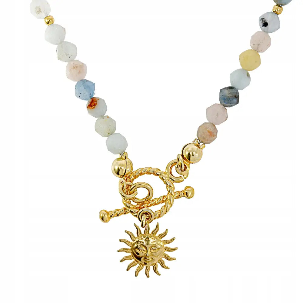 Gullsmykke Kjede med Solskjerm og Morganitt Steiner