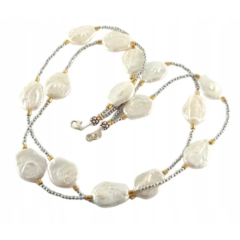 Gullsmykke med Hvite Barokkperler - Elegant Halskjede Dame