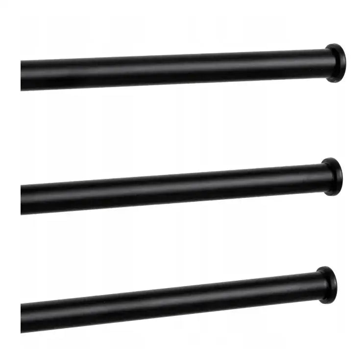 Håndklehenger Ortys svart, tre sylinderformede metallstenger med runde ender og matt finish sett fra siden.