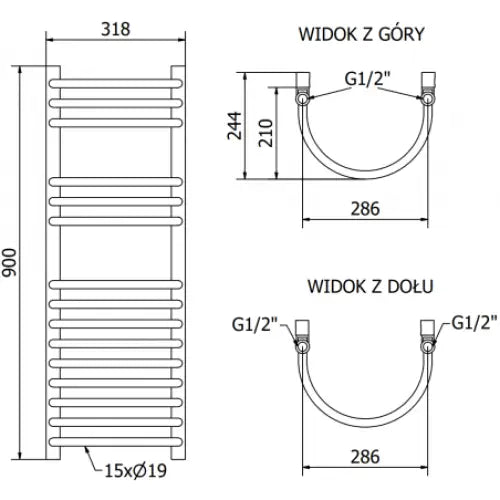 Håndkletørker Eros 900 x 318 Mm 300 w Sort