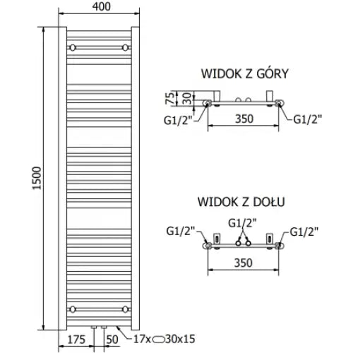 Håndkletørker Hades 1500 x 400 Mm 600 w Hvit