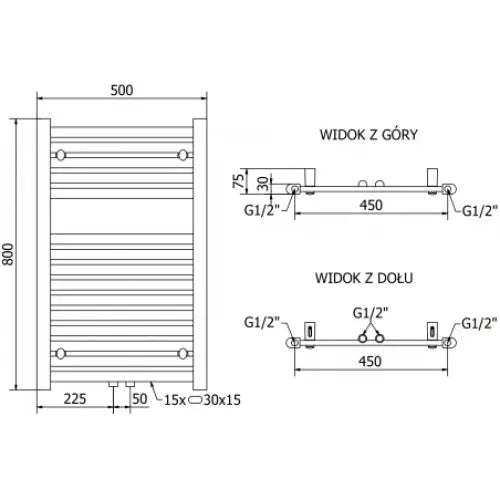 Håndkletørker Hades 800 x 500 Mm 300 w Krom