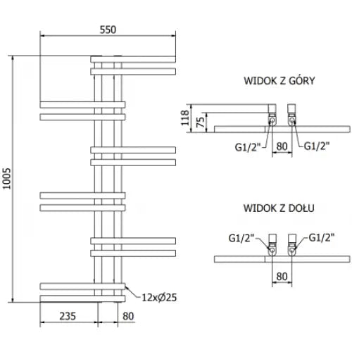 Håndkletørker Jari 1005 x 550 Mm 300 w Hvit