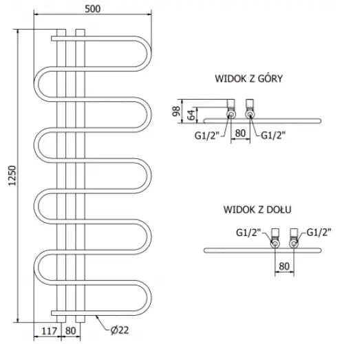 Håndkletørker Kiso 1250 x 500 Mm 300 w Hvit