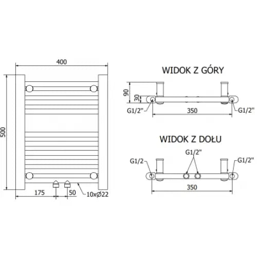 Håndkletørker Mars 500 x 400 Mm 300 w Sort Premium