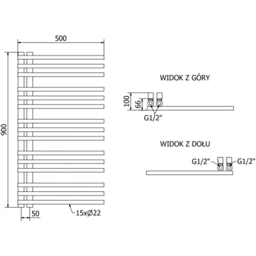 Håndkletørker Neptun 900 x 500 Mm 300 w Krom