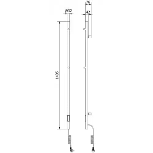 Håndkletørker Pino med Håndkleholdere 1405 x 32 Mm 75 w Sort