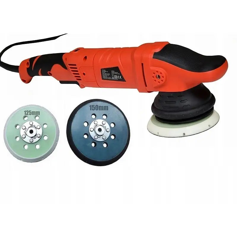 Heckmann S15 poleringsmaskin i oransje og svart, sidevisning med to slipeplater på 125 og 150 mm foran.