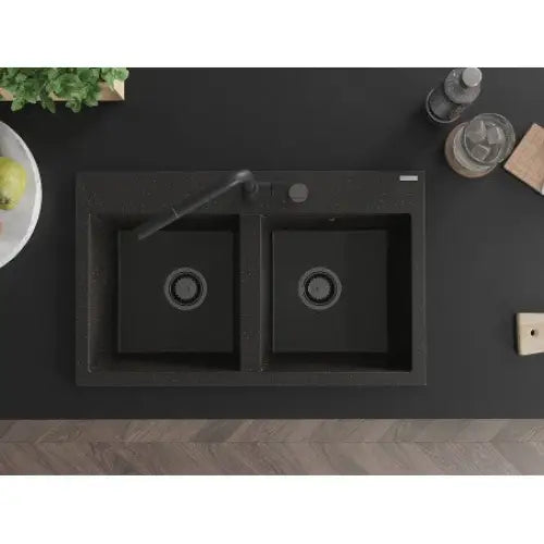 Hektor Kjøkkenvask 2 Kummer 800x480 Mm Svart/gull 6521802000-75-b