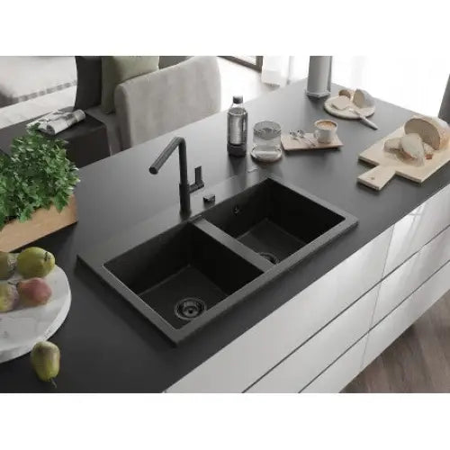 Hektor Kjøkkenvask 2 Kummer 800x480 Mm Svart/gull 6521802000-75-b