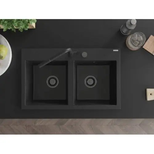 Hektor Kjøkkenvask 2 Kummer 800x480 Mm Svart/sølv 6521802000-73-b