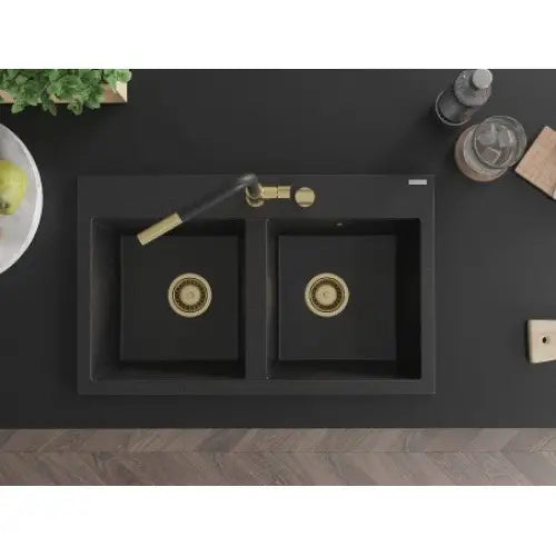 Hektor Kjøkkenvask 2 Kummer 800x480 Mm Svart/sølv - 6521802000-73-g