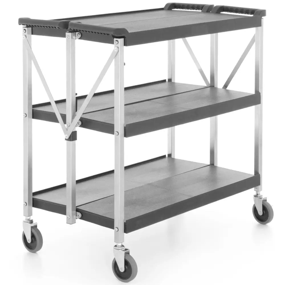 Hendi 810231 - Sammenleggbar Mobil Matvogn med 3 Hyller 90 Kg