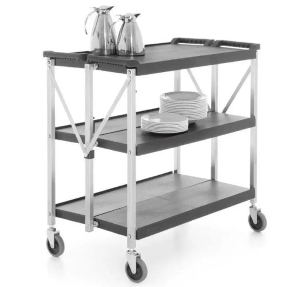 Hendi 810231 - Sammenleggbar Mobil Matvogn med 3 Hyller 90 Kg
