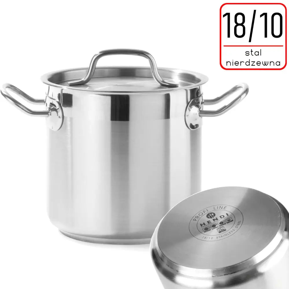 Hendi 832509 Høy Stål Kasserolle M/ Lokk 16 l - Profi Line