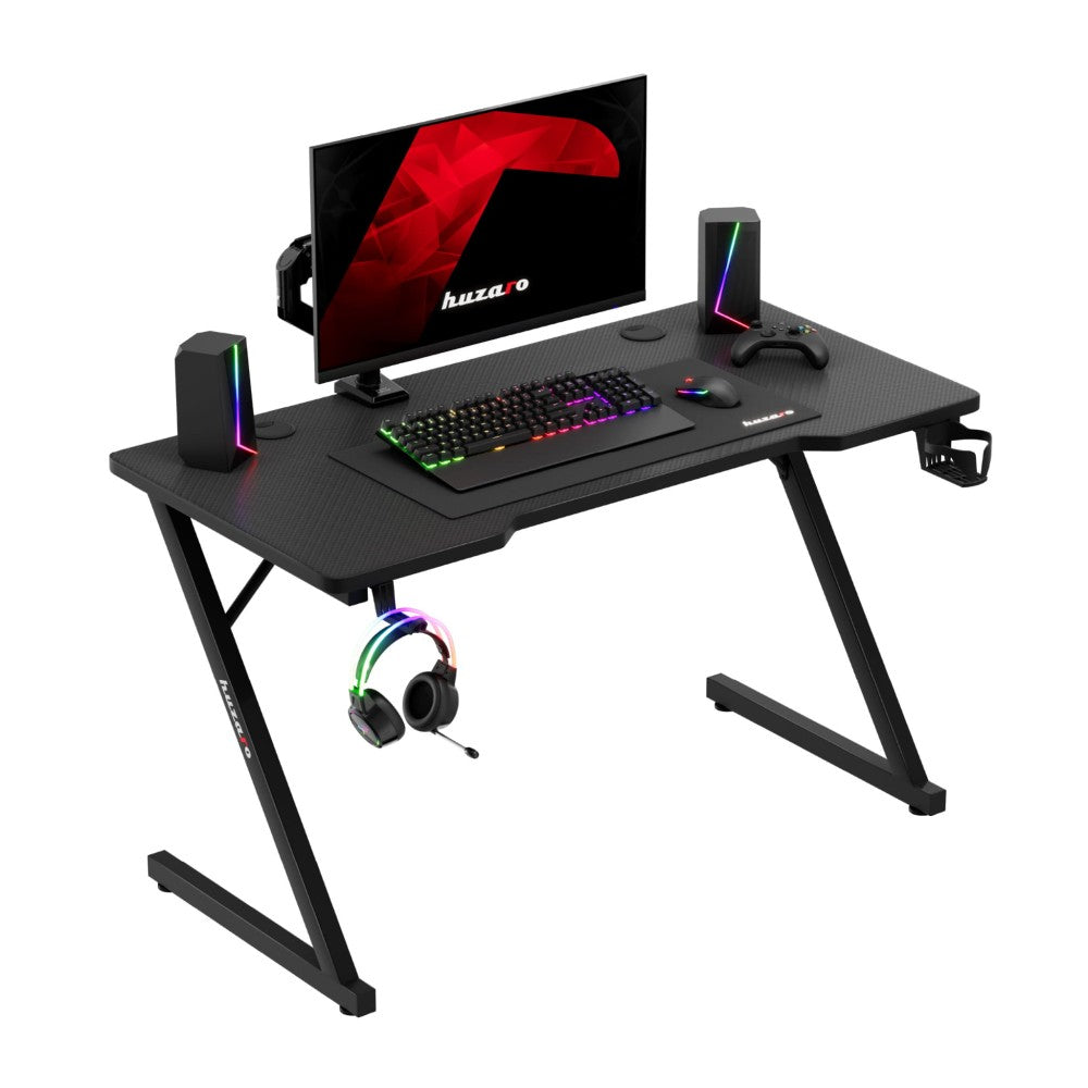 Huzaro Hero 2.5 svart gamingbord 120 cm – totalbilde forfra