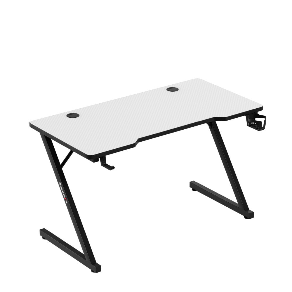 Huzaro Hero 2.5 hvit – nærbilde av 2,5 cm MDF-bordplate med karbonbelegg