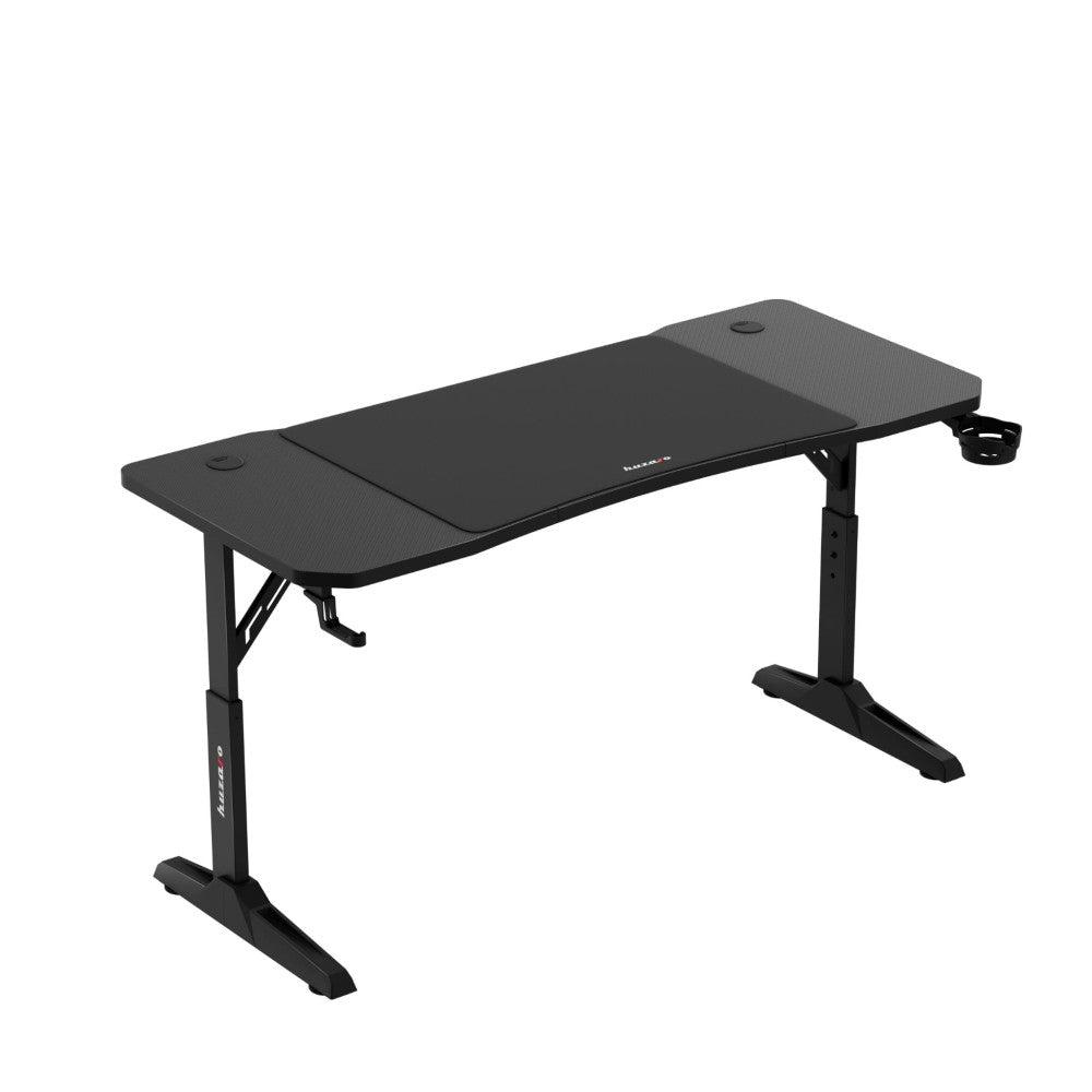 Frontvisning av Huzaro Hero 3.6 Black 140 cm gamingbord