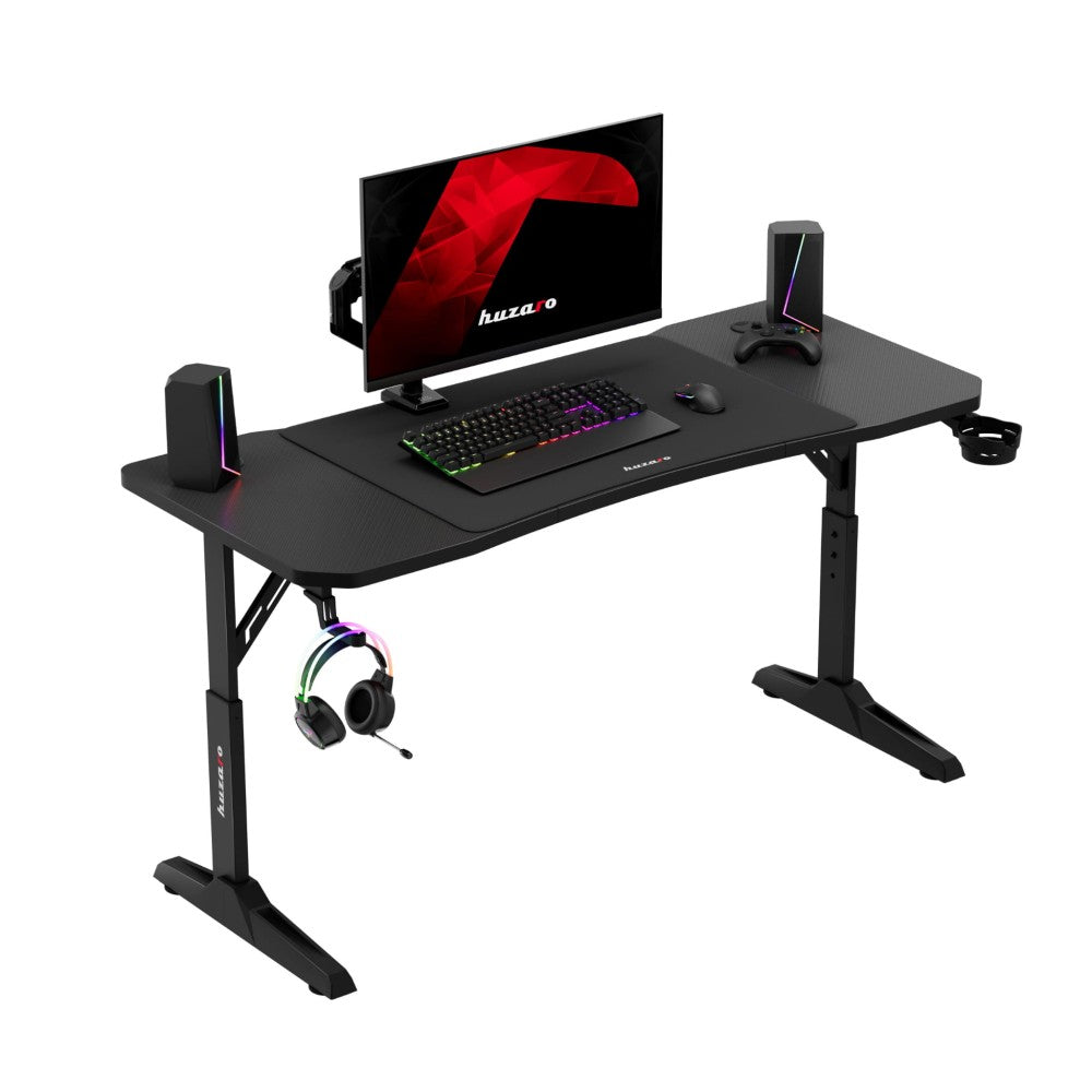 Huzaro Hero 3.6 Black gamingbord 140 cm med høydejustering, svart finish