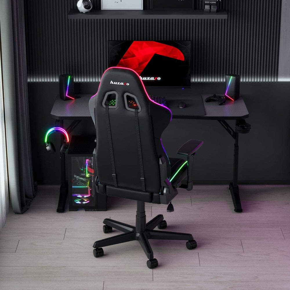 Bein og ramme på Huzaro Hero 3.6 Black gamingbord, svart stål