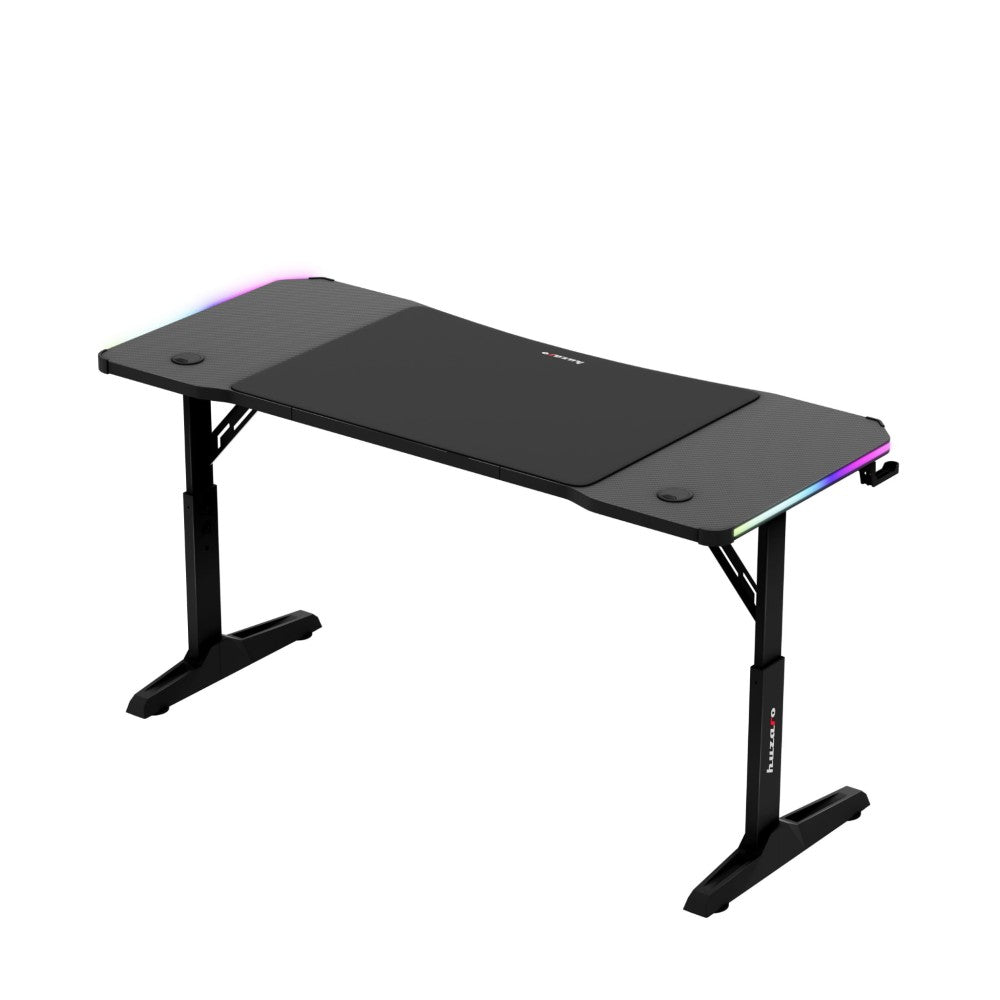 Sidevisning av Huzaro Hero 3.6 gamingbord – rettlinjet svart design